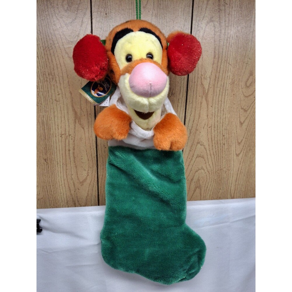 Walt Disney Tigger Plush Stuffed Christmas Stocking Earmuffs Vintage 23"T x 8"W